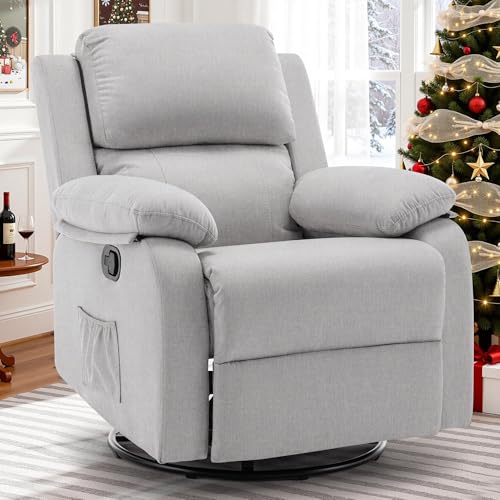 Korser Recliner Chair, 360 Swivel Rocker Chair for Adults, Small Rocking Recliner for Small Spaces,