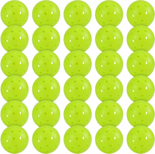 30 Pack Outdoor Pickleballs Standard 40 Holes for All Style Pickleball Paddles