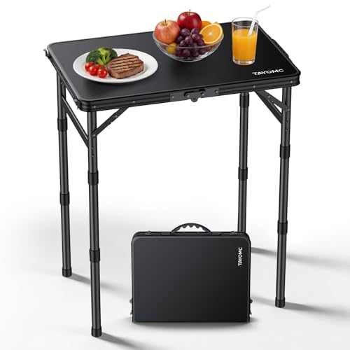 TAYOMC Small Folding Camping Table Mesa de Camping Plegable Plástica 3 Alturas Ajustables Negro 24"x16"x27.5" miniatura 1
