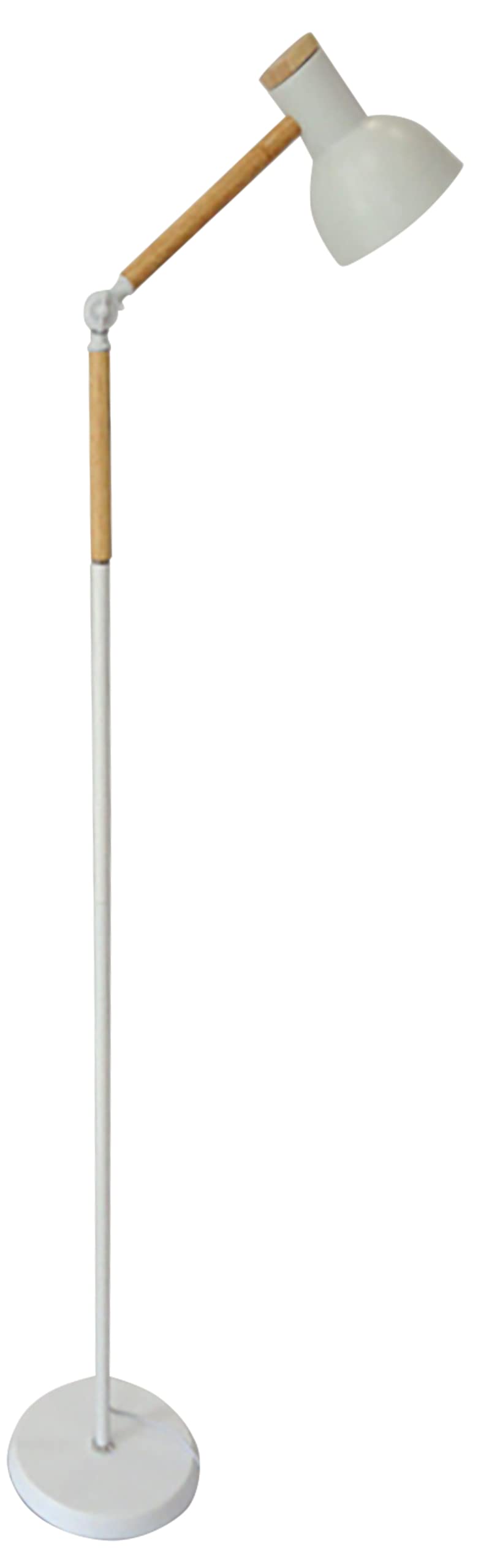 BEL AIR HOME - Lámpara de Pie TEACHER En Metal y Madera - Altura 155 cm - Portalámparas E-27 (BOMBILLA NO INCLUIDA) - Diseño Moderno Elegante, Ideal para Salón, Comedor, Oficina, Habitación (BLANCO)