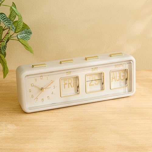 Image of Home Centre Casablanca Glimmer Table Clock with Day and Date - 24x6x9cm