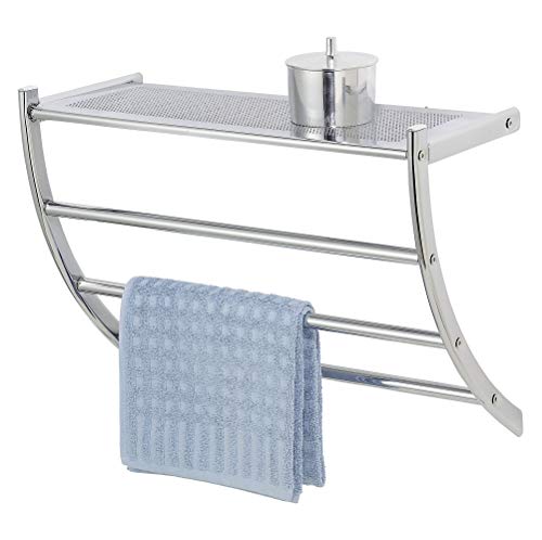 WENKO Porte Serviette Pescara, Porte Serviette INOX 3 Niveaux avec Tablette L56 cm