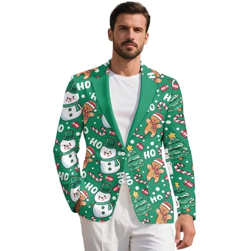 Christmas Jacket for Men Regular Fit Men's Suit Jacket for Banquet Christmas Party Mens Sport Coats with Pockets