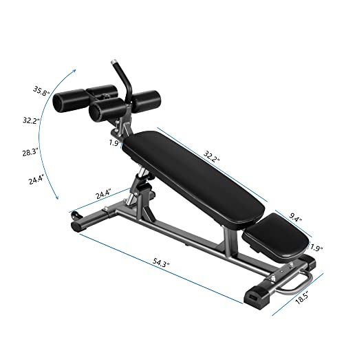 Neptunegym Sit Up Bench for AB Workout, Adjustable Bench with Handle, Semi-Commercial Incline Bench Press, Core Workout Bench for Home,Abdominal Exercise Bench