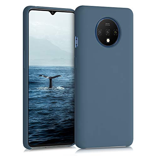 kwmobile Carcasa Compatible con OnePlus 7T Funda - Case TPU y Silicona antigolpes - Apto Carga inalámbrica - Pizarra Oscura