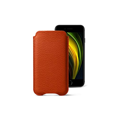 Exclusive Discount 90% Price Lucrin - Protection Case Compatible with iPhone SE 2020/ iPhone 8/ iPhone 7 and Wireless Charging - Orange - Granulated Leather