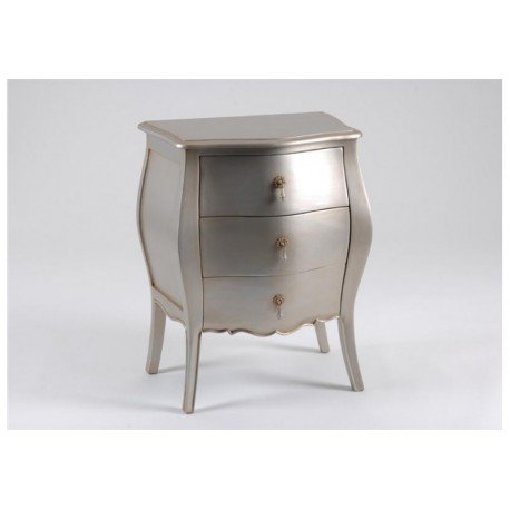 Amadeus Mini Commode 3 tiroirs Murano Argent Silver, Bois, Standard