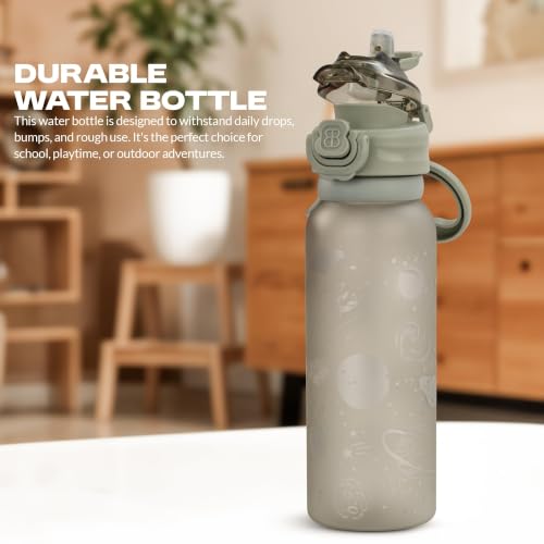 Image of BAYBEE 2 in 1 Baby Sipper Bottle for Kids | Anti-Spill BPA Free Baby Water Bottle with Silicone Straw & Carry Handle | 900 ML Drinking Water Bottle for Kids Toddlers 12+ Months Boys Girls (Grey)