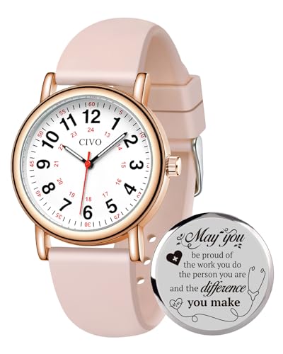 Image of CIVO Nurse Watches for Women Men: Analog Waterproof Watch with Easy Read Dial Second Hand - Gifts for Nurses Medical Student Doctors