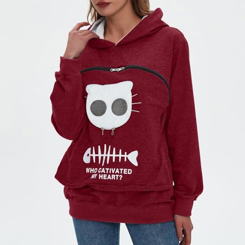Sudadera para mujer con bolsillo para mascotas y capucha ajustable 6