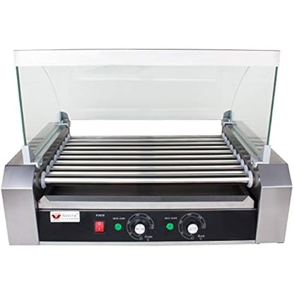 Beeketal 'BH9WG' Profi Hot Dog Grill mit 9 rotierenden Heizstäben, Edelstahl Würstchen Grill Gerät mit Fettauffangschublade und Glas Abdeckhaube, 2 Heizzonen separat stufenlos regelbar 50-250 °C – Bild 4