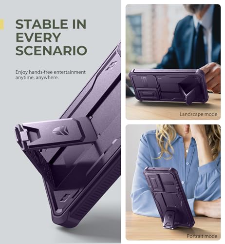 Image of Dexnor for Samsung Galaxy S25 Plus Case with Built-in Slide Camera Cover & Screen Protector &Kickstand,Heavy-Duty Shockproof Rugged Case Full-Body Bumper Cover for Galaxy S25 Plus(2025),Phantom Purple