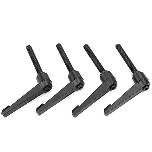 Image of Oumefar Carbon Steel Zinc Alloy Adjustable Handle Knob, Heavy Duty Machine Handle with M10 Male Thread (80mm), Adjustable Position Height Fixing for CNC Welding Woodworking Machinery (4-Pack)
