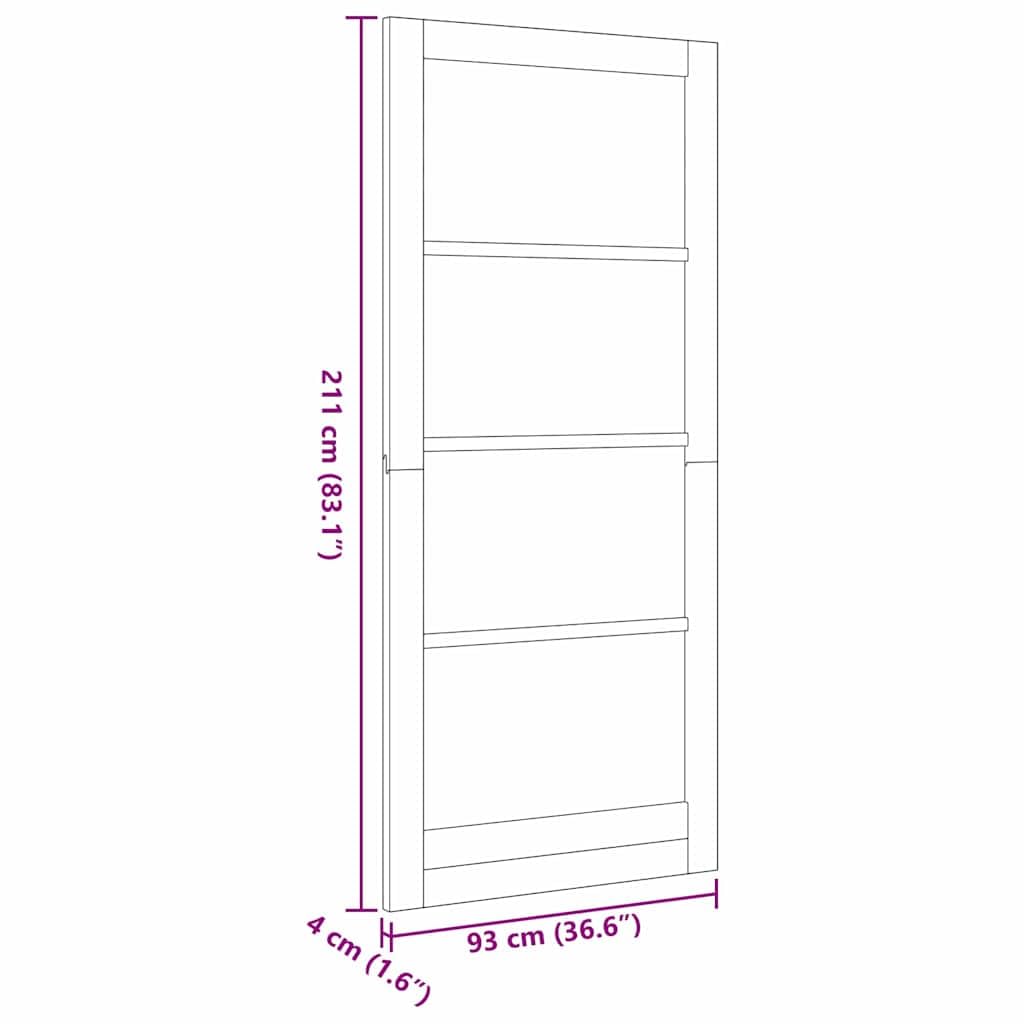 Hothingwell Puerta Interior ORKDAL Imprimado 93 x 211 cm | Madera de pino maciza, vidrio decorativo, para dormitorio sala cocina, instalación estándar o bricolaje