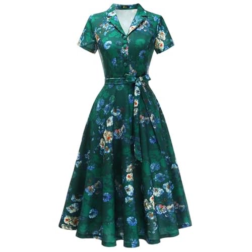 Wedtrend Women's Vintage Tea Dress, Short Sleeve Cocktail Party Dress Work Church Casual Dress
