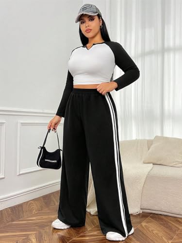 Image of dockstreet Straight Wide fit Long Length Trouser Style Drawstring Trackpant for Women /Trending Sporty Style, Relaxed Casual Pants for Women