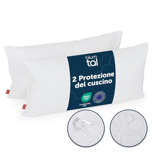 Blumtal Copricuscino 50x80 cm 2 Pz. - Federa Certificata OEKO-TEX - Impermeabile Con Cerniera - Per Cuscino Letto