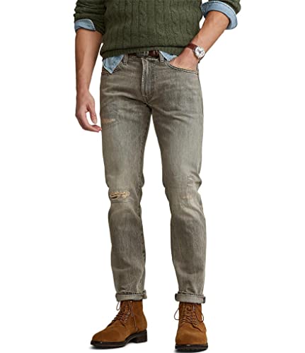 POLO RALPH LAUREN Men's Sullivan Slim-Fit Brennan Repaired Faded Jeans (Grey, 36x30)