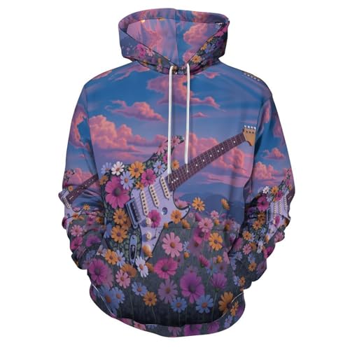 Sweat à capuche homme et femme imprimé 3D guitare manches longues avec poches manteau de sport automne