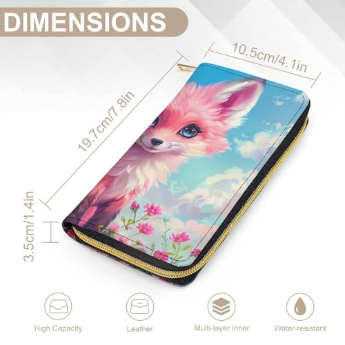 Cute Fox Wristlet Wallets for Men Women Leather Purse Clutch Cute Card Holder2