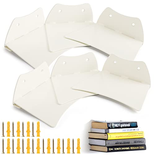 Image of Eapele Floating Book Shelves, White Dove Color Coated, Steel Constructed Hidden Bookshelf with Mounting Hardware (6pcs)