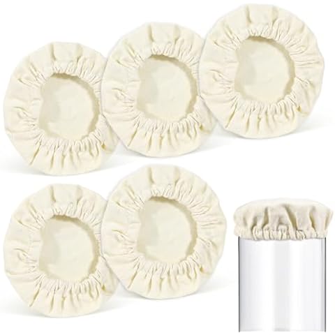 Yitexin 5 Pack Cloth Bowl Covers for Bread Proofing, Heat Preservation Bread Proofing Cover, Reusable Fabric Elastic Sourdough Jar Cover for Rising, Fit Jars Mouth 4-5 Inches (20cm,5Pack) Cover