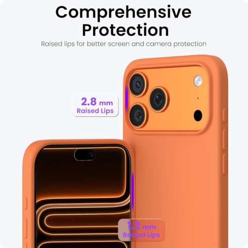 Image of ORNARTO Compatible with iPhone 17 Pro Max Case 6.9 inch, Slim Liquid Silicone 3 Layers Soft Gel Rubber Shockproof Protective Cover with Anti-Scratch Microfiber Lining-Dusty Orange