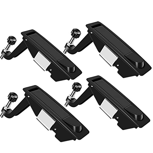 WJSKDQ 4PCS Compression Latch Lock Trigger Latch Zinc Alloy Adjustable Lever Hand Operated Flush Lever Compression Latches Black