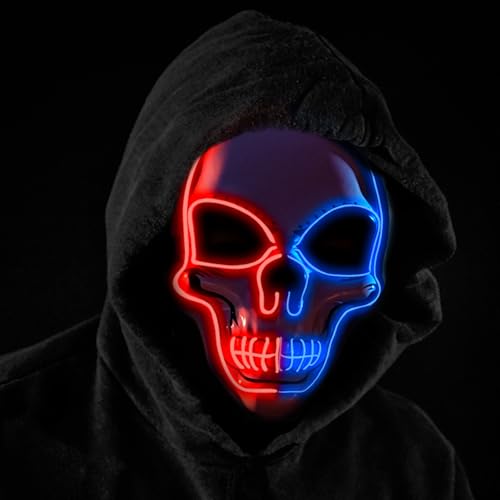 Máscara de miedo LED para disfraces de Halloween y accesorios de fiesta de terror