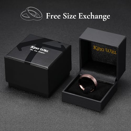 Image of King Will Classic Tungsten Wedding Band for Men, 6 /7 /8 /9 /10mm Widths, Polished Finish Step Edge Matte Rings Comfort Fit