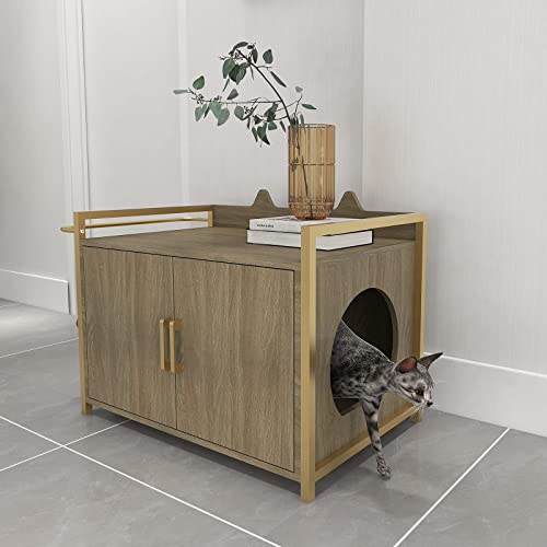 Senich Cat Litter Box Enclosure/Litter Box Furniture/Washroom Bench Cabinet/Decorative Wooden Pet House with Table/Easy… - Image 2