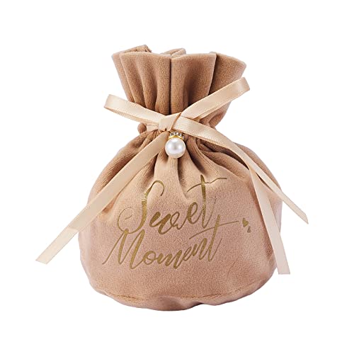 Airssory 10 juegos de 6 x 5.6 pulgadas, bolsas de terciopelo marrón con cordón para joyas, dulces momentos, pequeñas bolsas de regalo para Navidad, bodas, cumpleaños, fiestas Cover