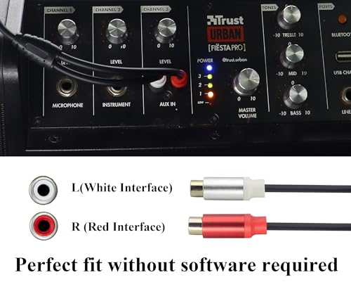 zdyCGTime 2 RCA Female Head to 3.5mm 1/8 Female Head Dual Shielded Red and White Cable Stereo Audio Auxiliary Y Splitter Adapter Sound Frequency Cable,Used for Speaker MP3 TV Phone,Etc(30 CM) by zdyCGTime - Used condition - Image 4