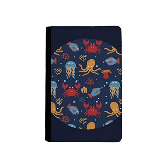 Protège passeport méduse seiche étui portefeuille voyage multicolore 3.7 x 5.8 format classique