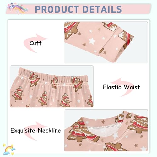 Pajama Sets Long Sleeve Christmas Tree Cookies Pattern Soft Comfy Sleepwear 2 Piece PJS 3-8T4