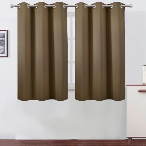Image of LEMOMO Brown Blackout Curtains 42 x 54 Inch Length Set of 2 Panels Grommet Bedroom Curtains for Living Room