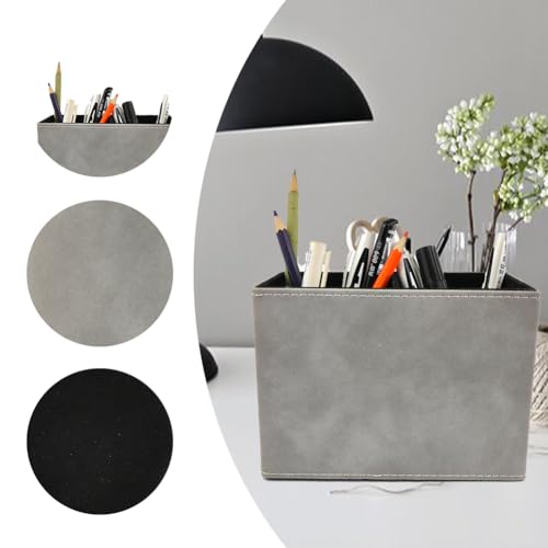 Image of Pen Pencil Holder Cup Container Leather Desk Organizer Stand Decor Brush Scissor Holder Decoration Office Desk Home School