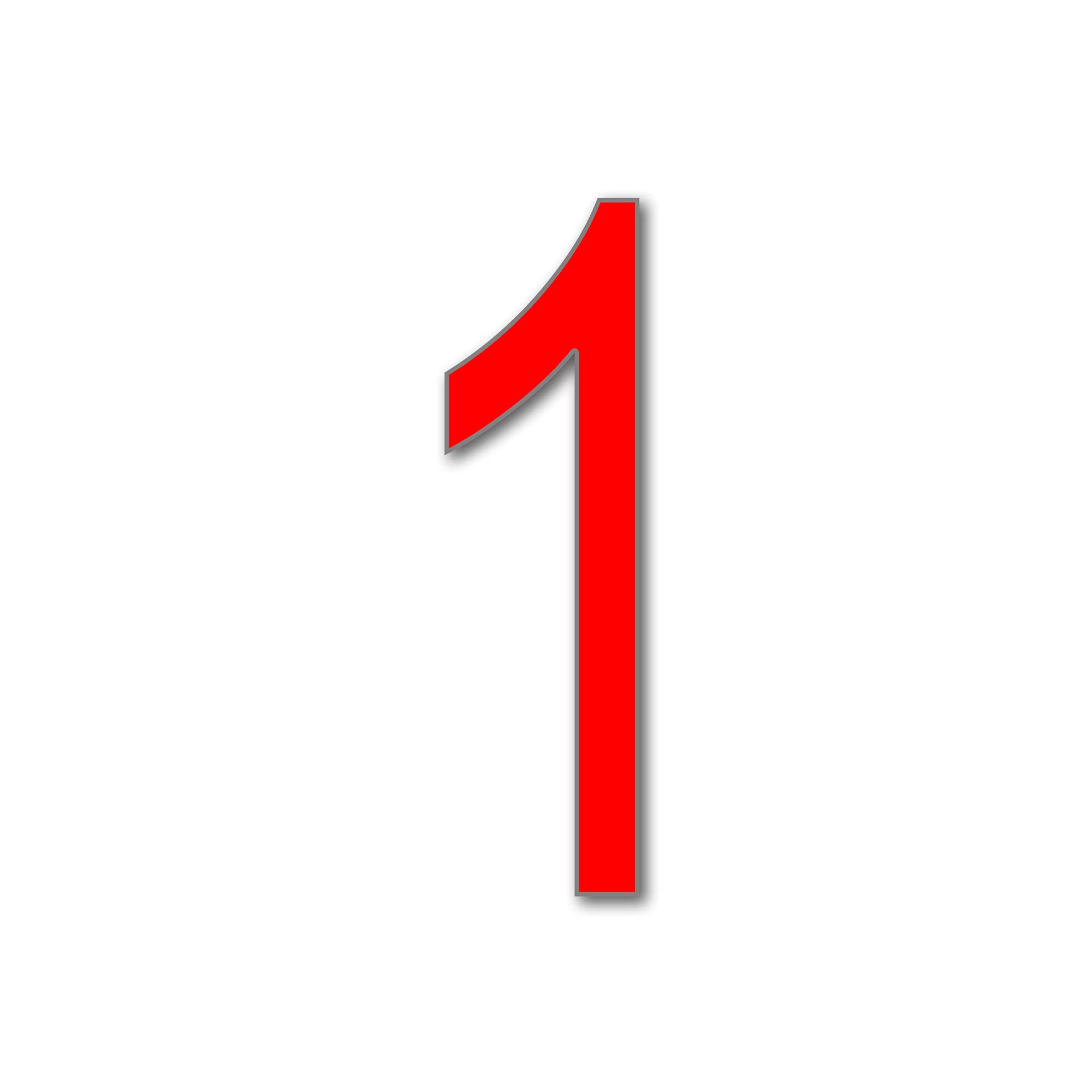 House Number 1 ARIAL Door Numbers in 3 Sizes (15, 20, 25cm / 5.9, 7.8, 9.8in) Modern Floating House Number Acrylic incl. Fixings, Colour:Red, Size:20cm / 7.9'' / 200mm