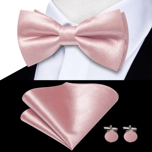 Image of Dubulle Suspender and Bow Tie for Men Paisley Solid Mens Suit Braces Pretied Bowtie and Handkerchief Cufflinks Formal Wedding