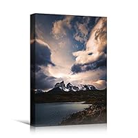 Canvas Wall Art Dramatic Sunset Bedroom Contemporary Dramatic Landscape Mountain Multicolor Photography - 12x18 inches