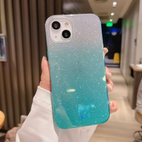 Coque paillettes iPhone dégradé vert, le cadeau mignon idéal pour filles et femmes