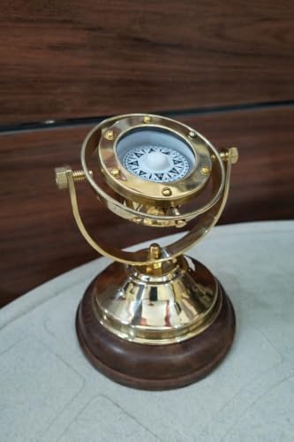 Brújula vintage de latón con soporte de 5 pulgadas miniatura 7