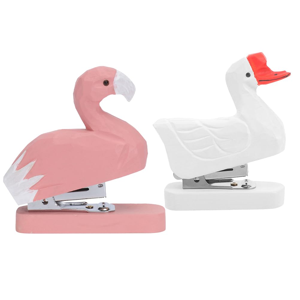 Mini Agrafeuse en Bois Animal, Lot de 2, Compacte Décorative