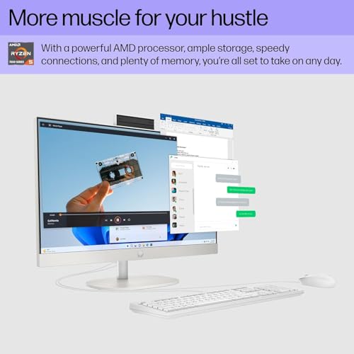 Image of HP 27 inch Business All-in-One Desktop PC, FHD Touchscreen, AMD Ryzen 5 7520U, 16GB DDR5 RAM, 1TB SSD, AMD Radeon Graphics, Built-in-Speaker (Perfect for Work & Play)