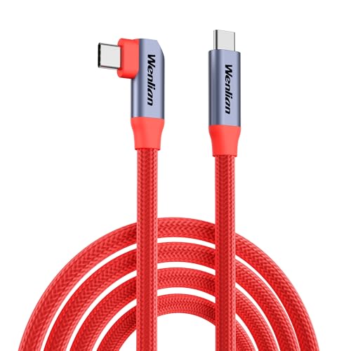10ft USB-C to USB-C Camera Data Sync Cable 20Gbps Data Transfer 90 Right Angle Nylon Braided Gold-Plated Ends Stable Connection for Sony Canon Nikon DSLR Camera External SSD MacBook/Web-L