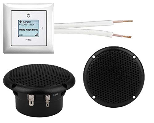 Busch Jäger Unterputz iNet (Internet) Radio Unterputzradio 8216 U (8216U) alpinweiß Komplett-Set Balance SI + 2 x Deckenlautsprecher in schwarz