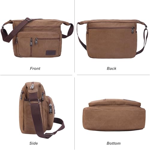 BOMKEE Umhängetasche Herren, Messenger Bag Groß Leinwand Schultertasche Shoulder Tasche 15.6 Zoll Laptop Bag für Arbeit Schule Reisen