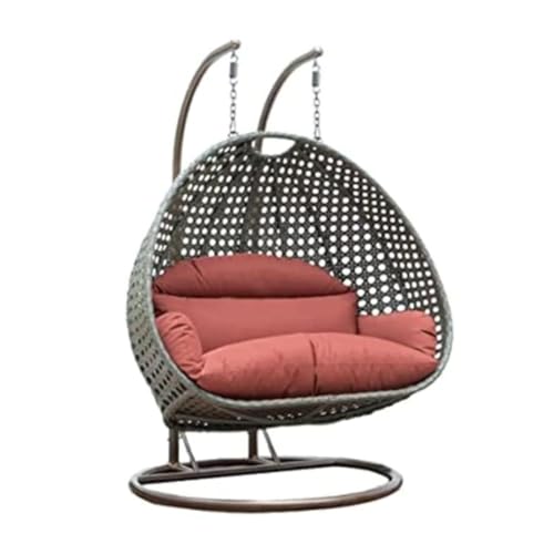 Image of Brown Swing with Curve Stand with Peach Cushion & Hook for Kid's and Adult /Outdoor /Indoor /Balcony /Garden