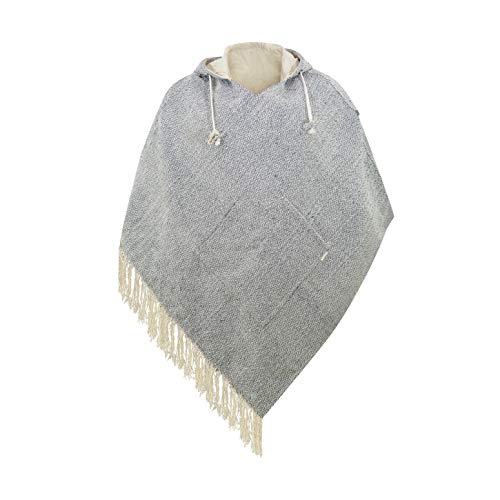 virblatt - poncho homme | chanvre et coton| poncho mexicain cape homme | réversible | cape capuche homme vetement hippie - Abajo Hemp L-XL beige Cover