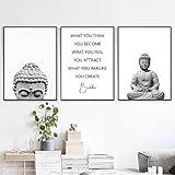  Statue de Bouddha Boho Wall Art Print And Poster Black White Yoga Art Canvas Painting Buddha Wall Picture for Room Decor 15.7\